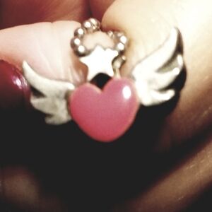 Silver Winged Red Heart Necklace